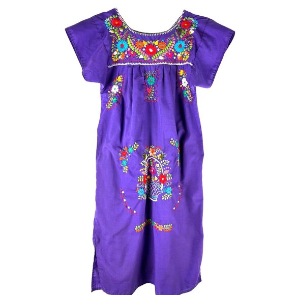 VTG Summer Boho Cottage Festival Embroidered Girl's Maxi Dress,  Size Small - Picture 1 of 8